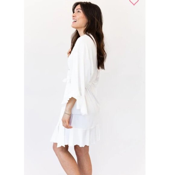 White Bridal Ruffle Hem Robe - Picture 3 of 3